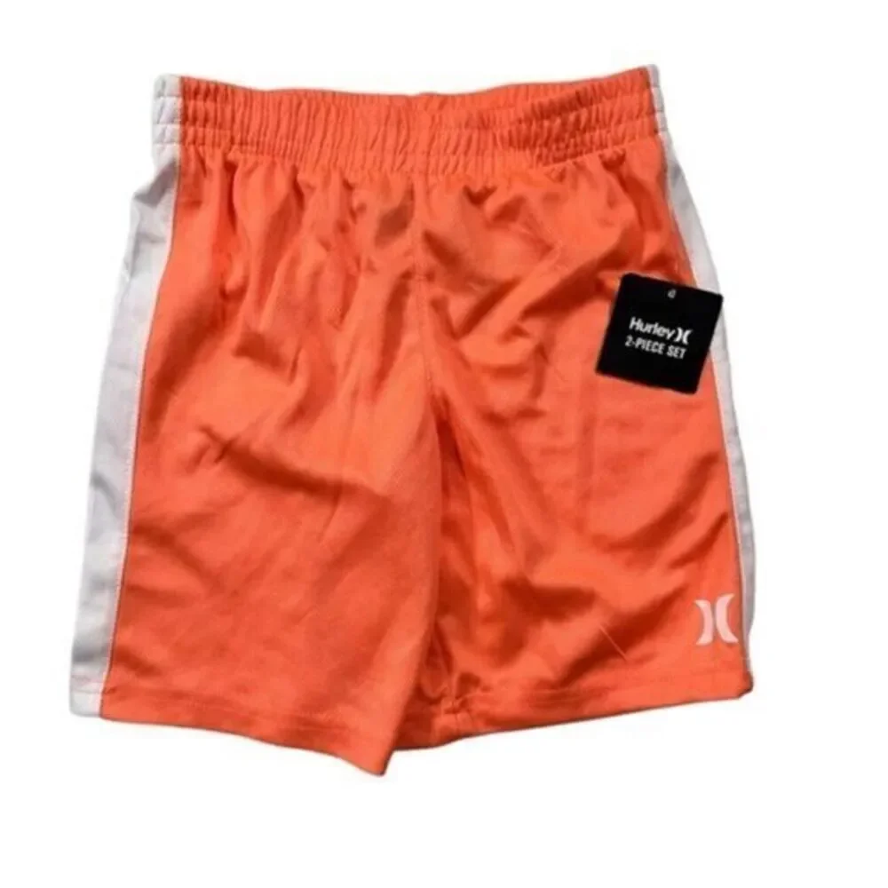 NWT Hurley Boys Kids Orange White Stripe Athletic Shorts - Size 7
